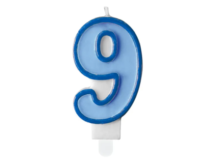 Svíčka dortová číslo 9 modrá