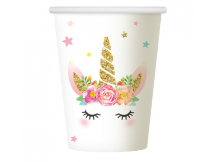 Kelímky papírové Jednorožec floral 6 ks