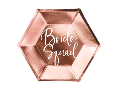 Papírové talířky - Birde Squad rose gold 6 ks, 23 cm
