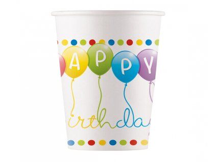 Party kelímky Happy Birthday balónky 200 ml 8 ks