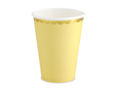 Party kelímky žluté zlatý okraj 220 ml 6 ks