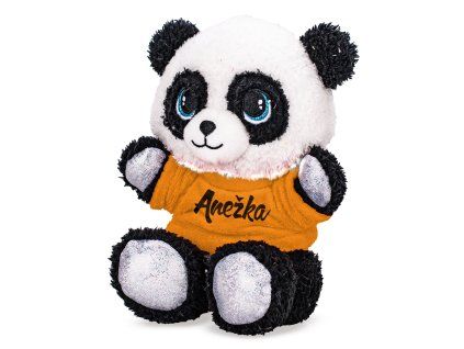 Plyšová panda s barevným tričkem a jménem 17 cm