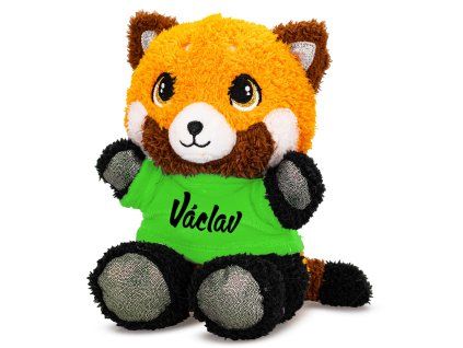 Plyšová panda červená s barevným tričkem a jménem 17 cm