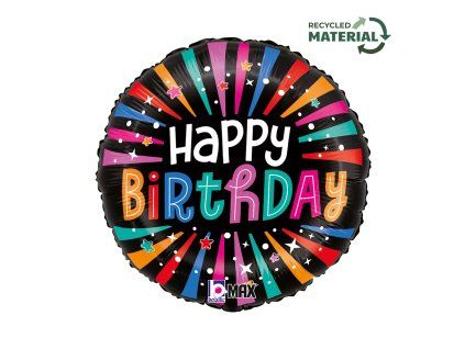 Fóliový balónek kulatý 46 cm Happy Birthday