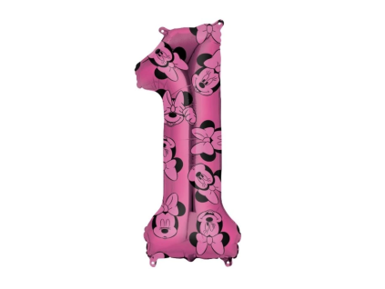 Fóliový balónek 66 cm číslo 1 Minnie růžový