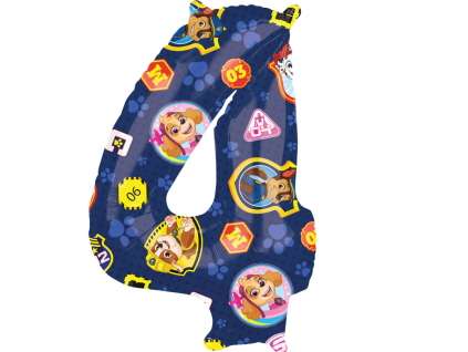 Fóliový balónek 66 cm číslo 4 Paw Patrol modrý