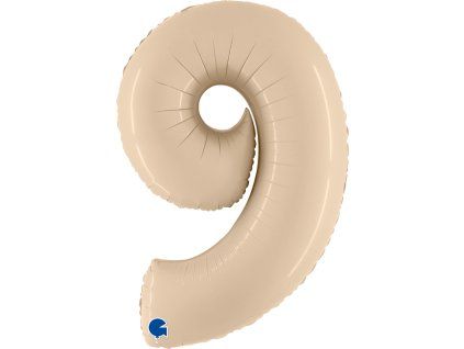 Fóliový balónek číslice 9 - krémový - 102 cm