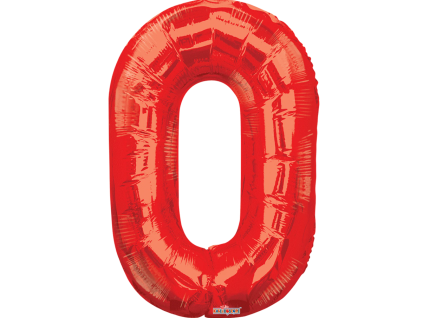 Fóliový balónek číslice 0 - červený - 87 cm