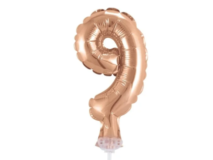 Fóliový balónek malý číslice 9 rose gold 13 cm