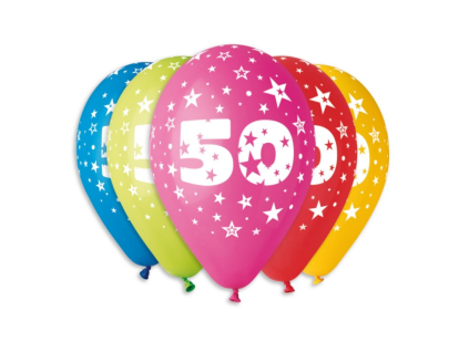 Kulaté latexové balónky 30 cm číslo 50 mix barev 5 ks