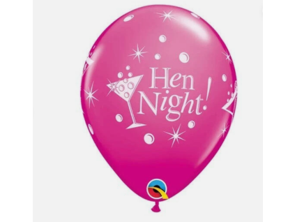 Kulaté latexové balónky 28 cm číslo Hen Night! růžové 6 ks
