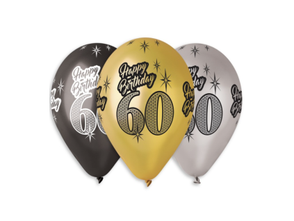 Kulaté latexové balónky 30 cm číslo 60 mix barev 5 ks