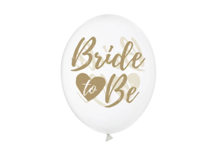 Kulaté latexové balónky 30 cm průhledné se zlatou Bride To Be, 6 ks