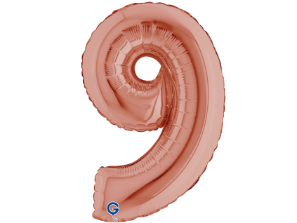 Fóliový balónek číslice 9 - rose gold - 36 cm