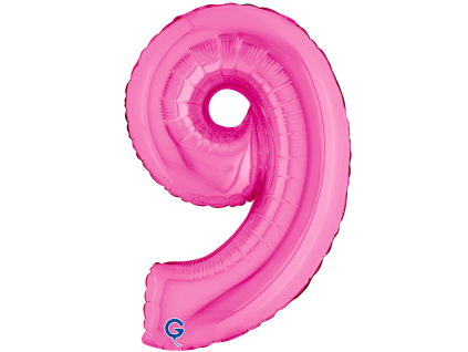 Fóliový balónek číslice 9 - růžový - 36 cm