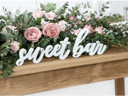 Dekorace - dřevěný nápis - Sweet bar - 37 x 10 cm