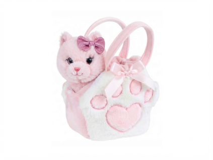 Plyšová kočička 20 cm v kabelce - růžová