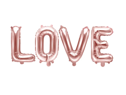 Fóliové balónky slovo - LOVE - 140 x 35 cm - rose gold