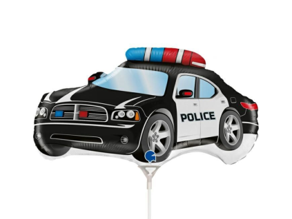 Fóliový balónek s tyčkou - Auto Policie - 36 cm