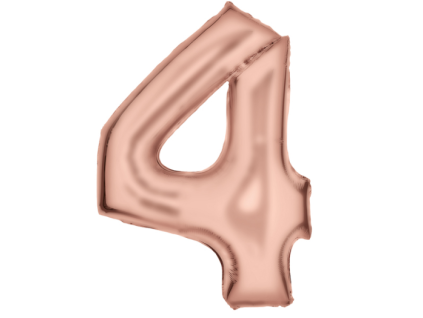 Fóliový balónek satén číslice 4 - rose gold - 86 cm