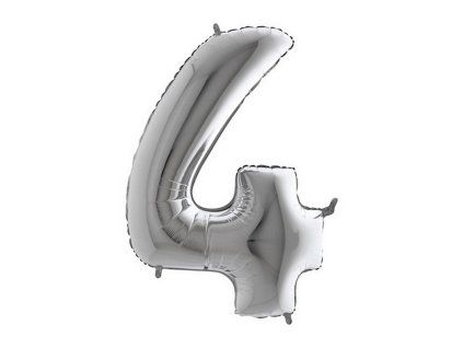 Fóliový balónek číslice 4 - stříbrný - 102 cm