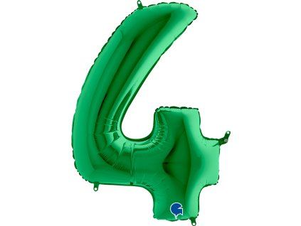 Fóliový balónek číslice 4 - zelený - 102 cm