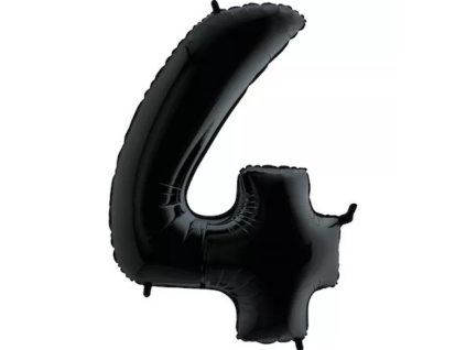 Fóliový balónek číslice 4 - černý - 102 cm