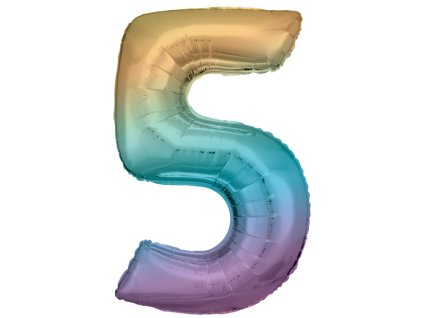 Fóliový balónek číslice 5 - duhový - 86 cm