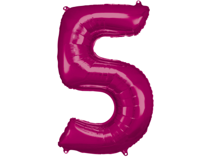 Fóliový balónek číslice 5 - růžový - 86 cm