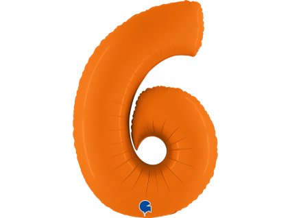 Fóliový balónek číslice 6 - oranžový - 102 cm