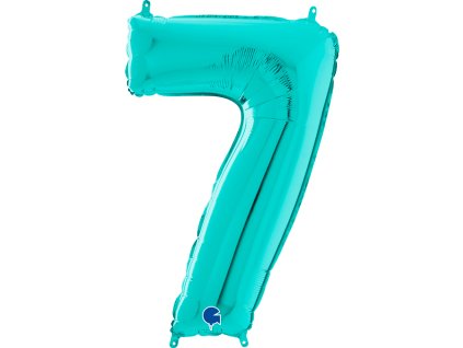 Fóliový balónek číslice 7 - Tiffany tyrkysový - 102 cm