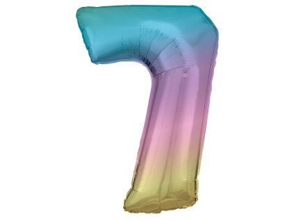Fóliový balónek číslice 7 - duhový - 86 cm