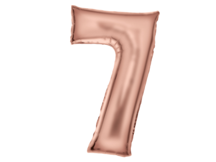 Fóliový balónek saténový číslice 7 - rose gold - 86 cm