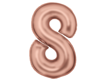 Fóliový balónek saténový číslice 8 - rose gold - 86 cm