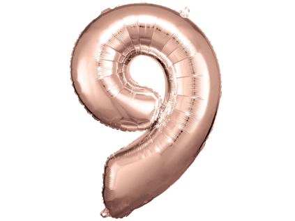 Fóliový balónek číslice 9 - rose gold - 86 cm