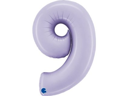 Fóliový balónek číslice 9 - pastelově fialový - 102 cm