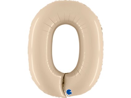 Fóliový balónek číslice 0 - krémová - 102 cm