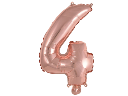 Fóliový balónek malý číslice 4 - rose gold - 35 cm