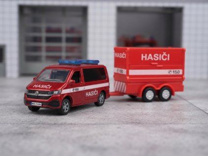 Auto hasiči Volkswagen dodávka s přívěsem - kov