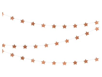 Girlanda hvězdičky rose gold - 360 cm