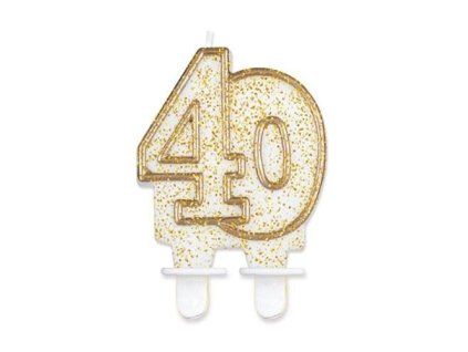Svíčka na dort číslo "40" zlatá