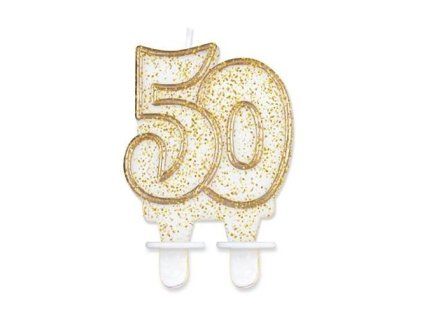 Svíčka dortová číslo 50 zlatá