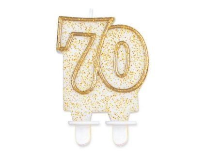 Svíčka dortová číslo 70 - zlatá
