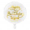 Fóliový balónek - Happy Birthday to You - Kulatý bílá - 35 cm