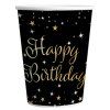 Kelímky papírové Happy Birthday černé se zlatou 8ks 220ml