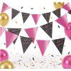 Girlanda papírová  Happy Birthday 400x19cm černá růžová