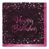Párty ubrousky Happy Birthday 16ks černá růžová