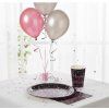 Kelímky papírové Happy Birthday černé s růžovou 8ks 220ml