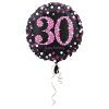 Fóliový balónek 30 happy birthday 45cm holografický černá růžová