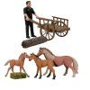 ZooLandia Farmář s vozem, koněm a hříbaty